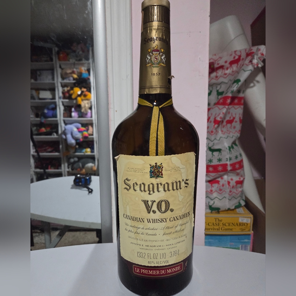 Seagram's V.O. Canadian Whisky Bottle, Empty, Mancave Addition